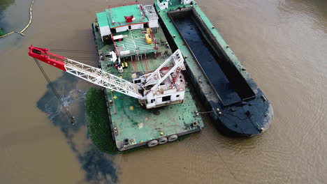 dredging the river on a sunny afternoon, it is a favorable reality