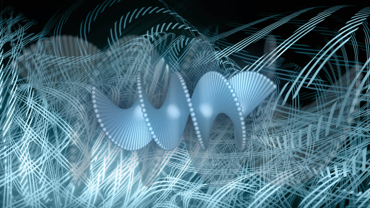 анимация пятен над спиралью на черном фоне