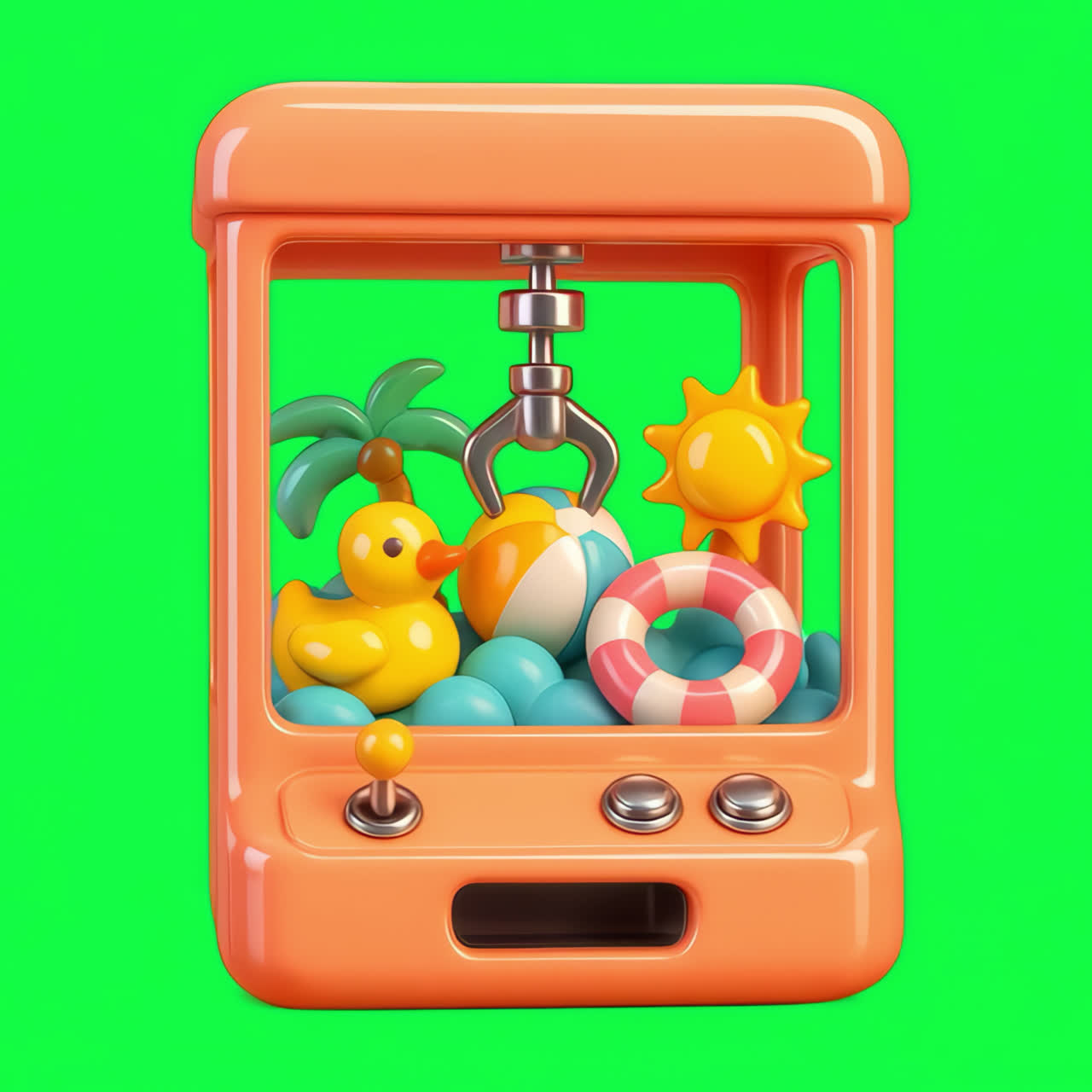 Colorful toy claw machine illustration animation isolated asset, transparent 4K video, alpha