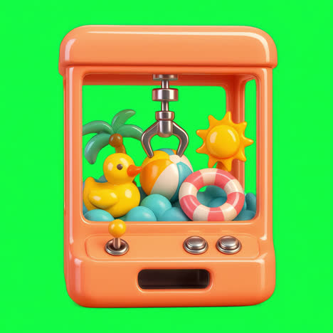 colorful toy claw machine illustration animation isolated asset, transparent 4k video, alpha