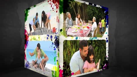 3d animationcube of family holidays