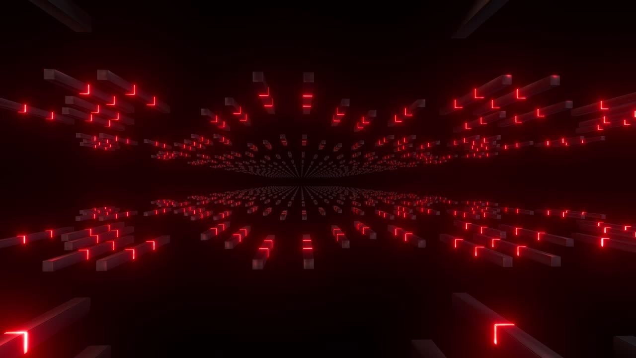 Abstract Futuristic Tunnel with Glowing Red Lines