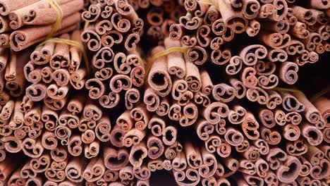 close-up view of a pile of cinnamon sticks