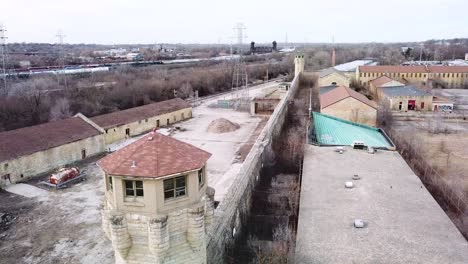 aerial of the derelict and abandoned joliet prison or jail a historic site since construction in the 1880s 13