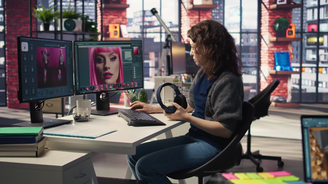 Digital media expert working on photo editing with a professional software