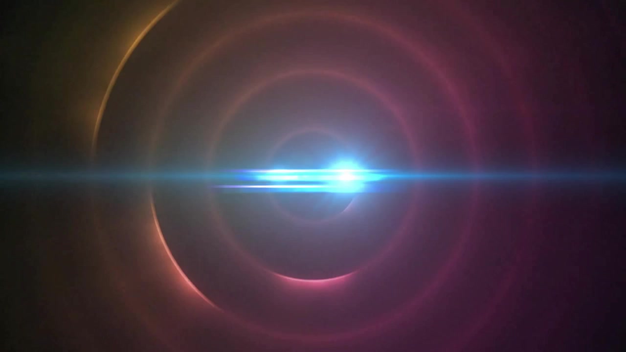 Green glow forming circles expanding pulsing shifting colors, blue flare sweeping frame