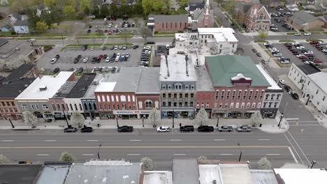 downtown marshall, michigan with drone video moving sideways