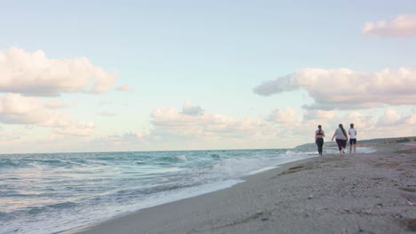 Frauen,-Die-Am-Strand-Spazieren-Gehen.