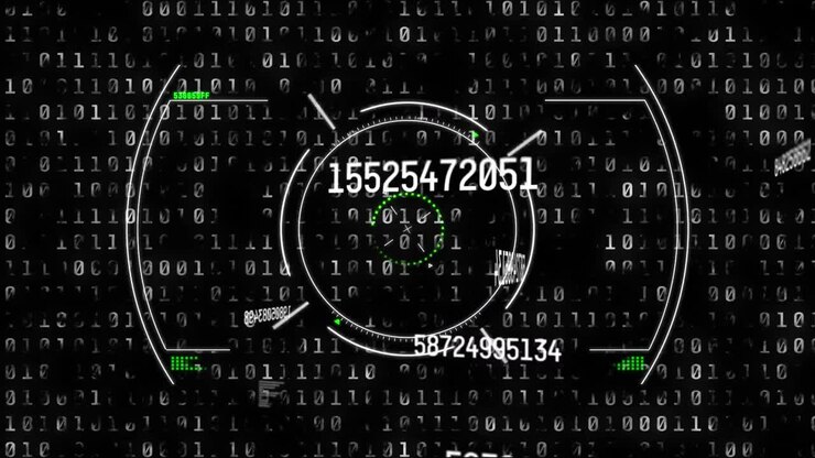 Animation af tal, der skifter med binær kodning over en scope-scanning