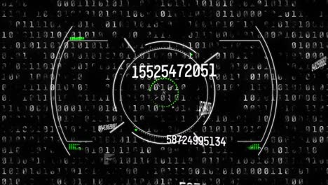 animation of numbers changing with binary coding over scope scanning