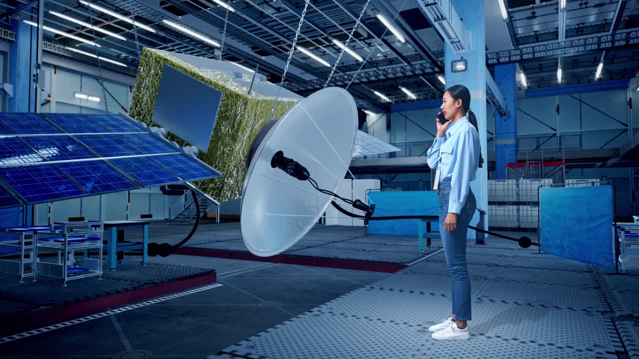 현대적인 연구 시설에서 위성 기술자