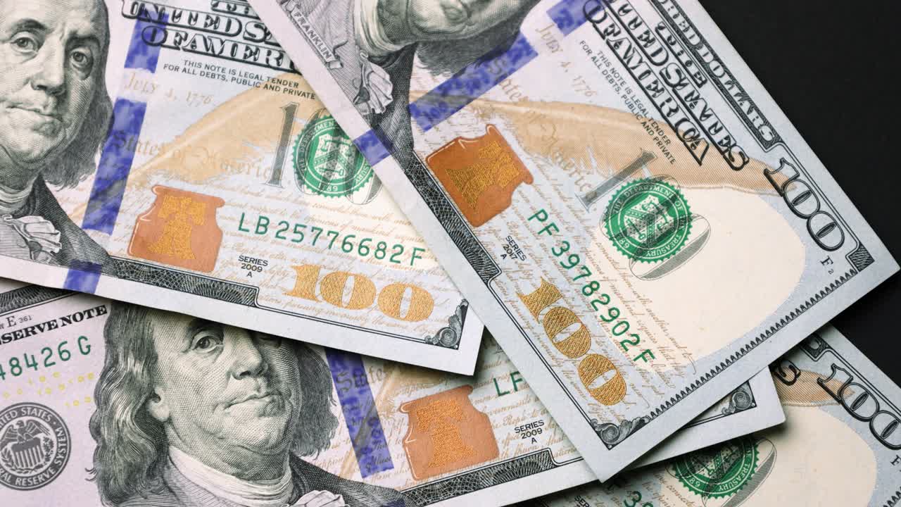 미국 달러 (usd), 지폐, 종이 돈, 지폐, 100 달러, 환율, 통화.