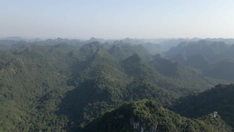 rugged inaccessible mountain jungle of cat ba national park, vietnam