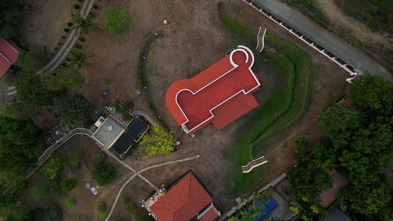 Slow orbit drone footage around Casa Miranda wedding venue in Gonzales Tanauan City Batangas Philippines with lush greenery and scenic countryside views.
