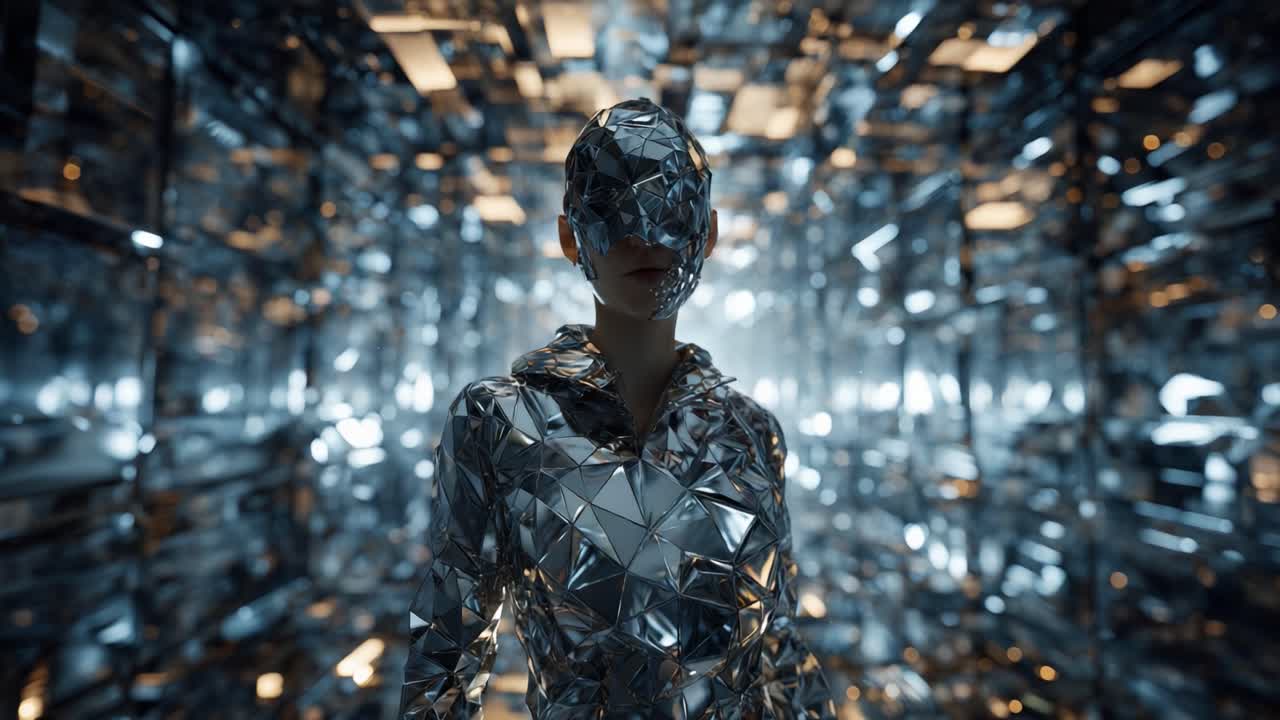 Futuristic Robot with Metallic Skin