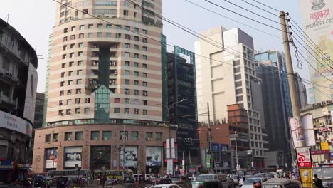 busy city intersection in dhaka, bangladesh