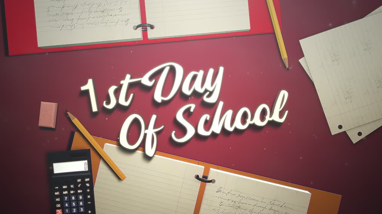 1st Day Of School with pencils and paper note on table
