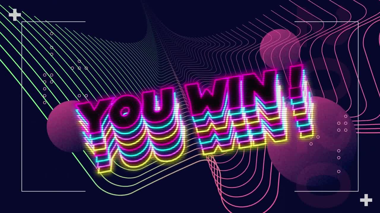 기하학적 움직이는 모양 위에 텍스트를 이기는 애니메이션