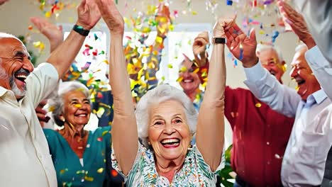 senior citizens celebrating at a party