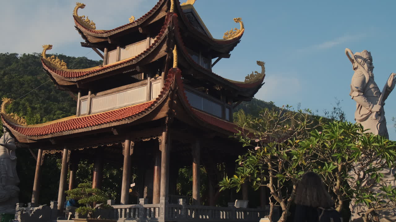 Wooden Pagoda in a Scenic Vietnamese Landscape