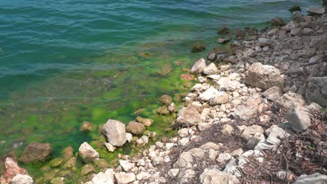 flowing water in fuxian lake in yunnan, china.