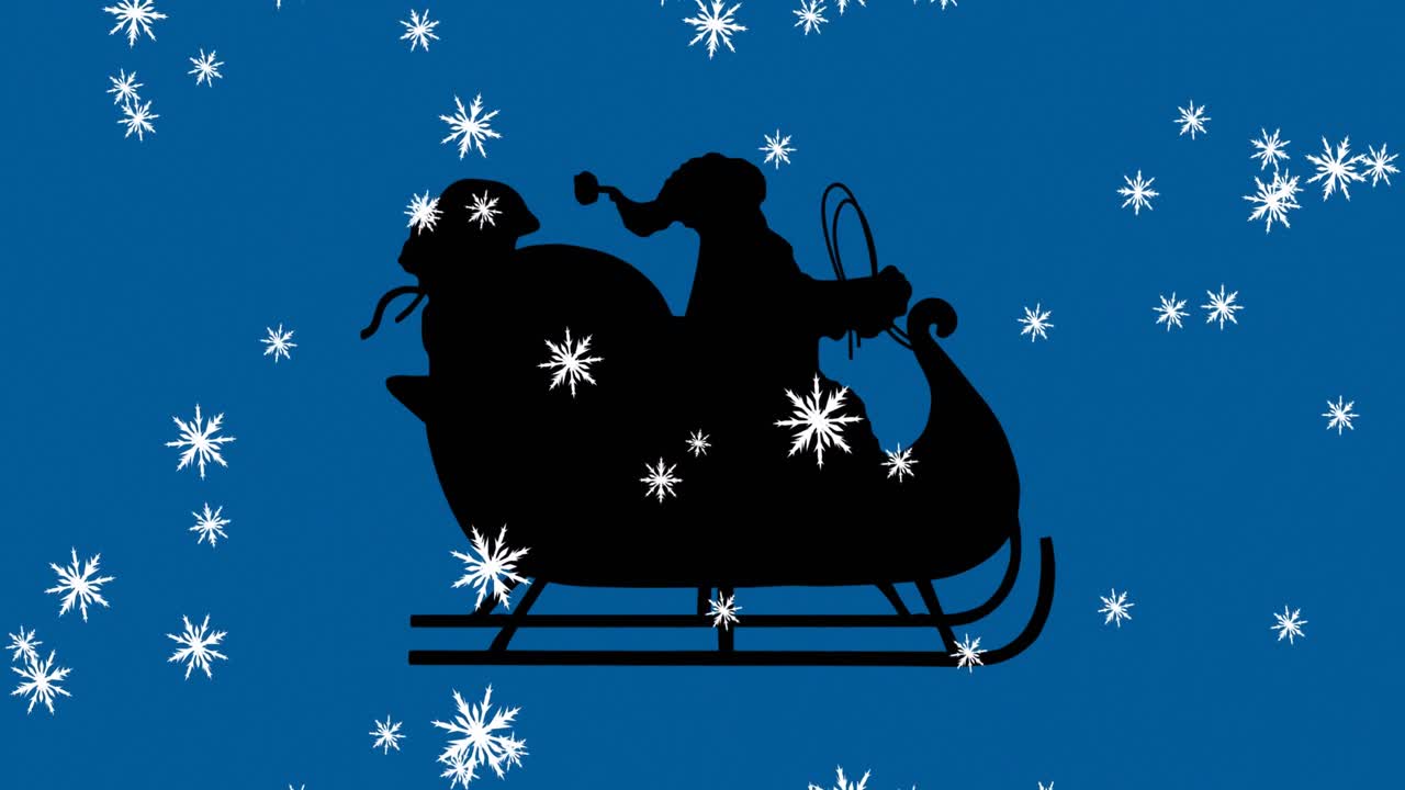 múltiples copos de nieve brillantes cayendo contra un fondo negro