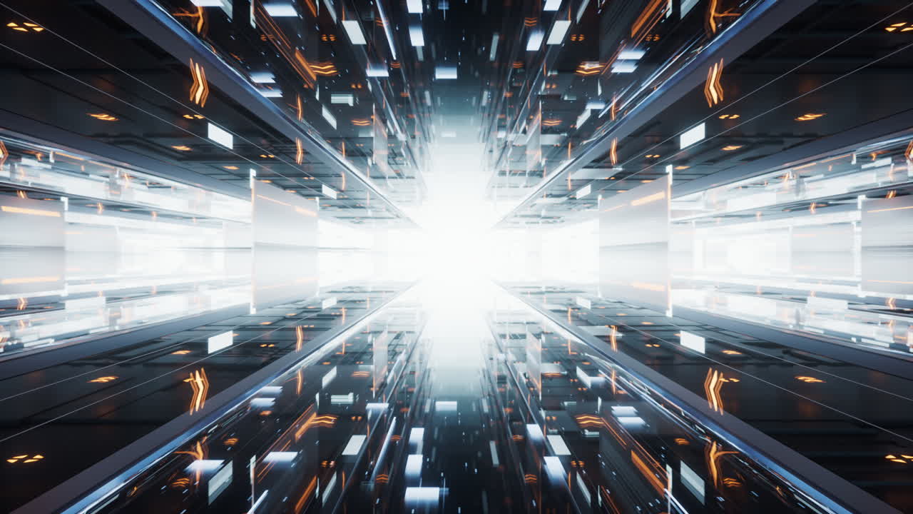 Digital cyberspace tunnel, technology background, 3d rendering.