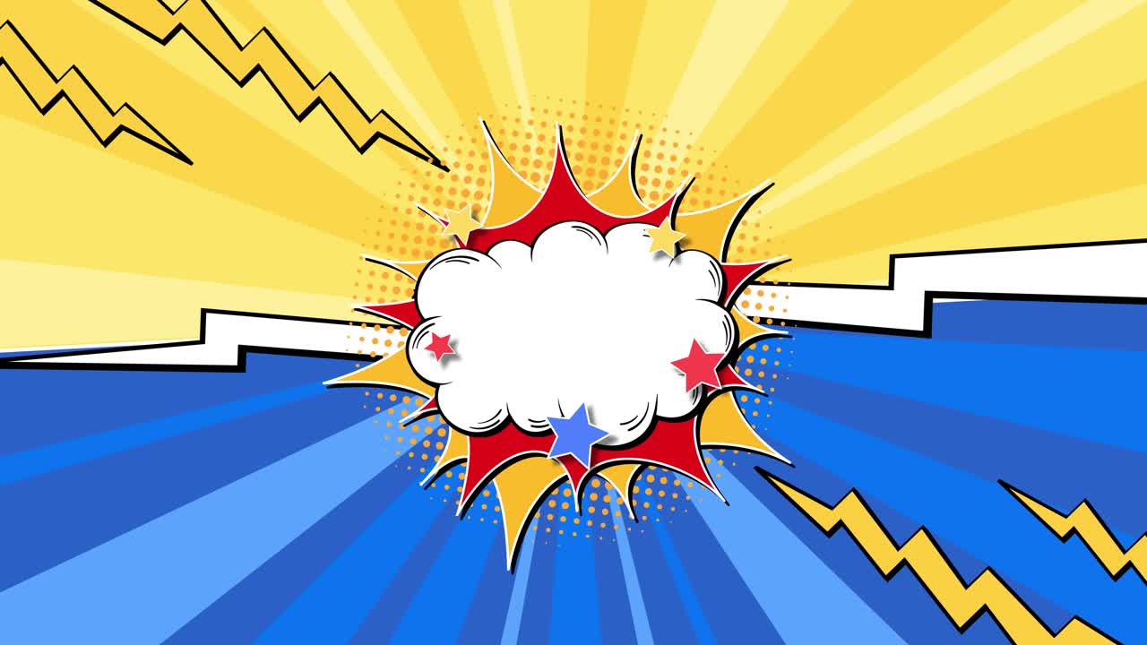 활기찬 만화책 스타일의 역동적인 폭발