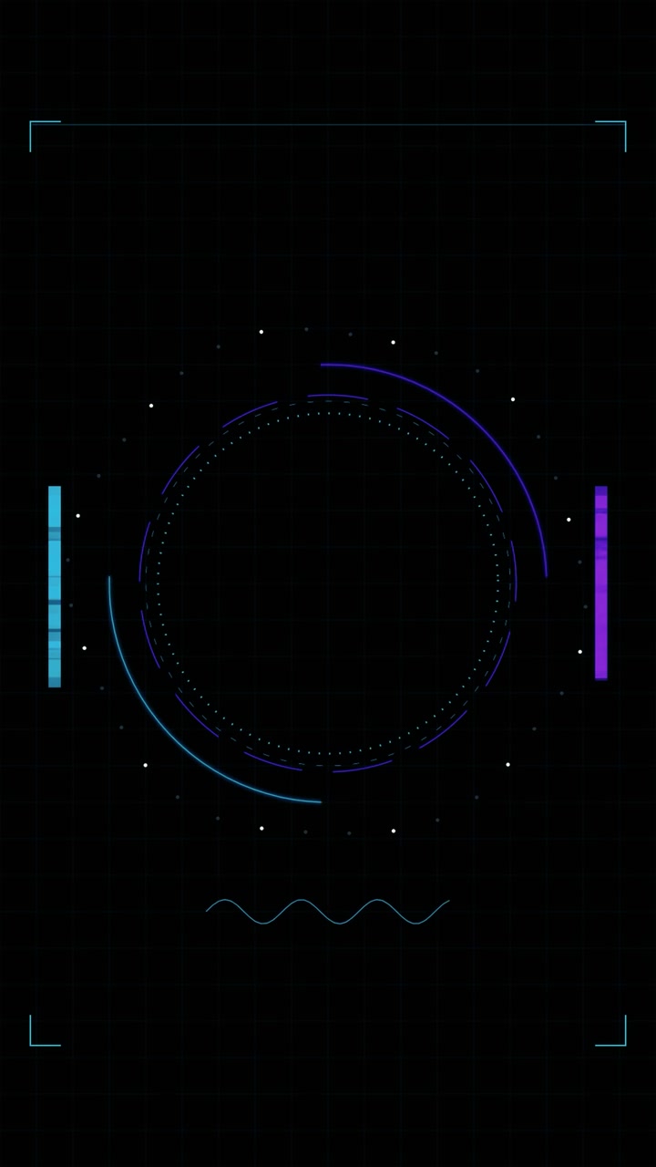 Futuristic Digital HUD Interface with Rotating Circular Elements