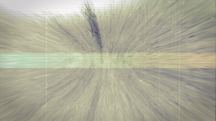 Digital animation of light trails and glitch effect against grey grunge background