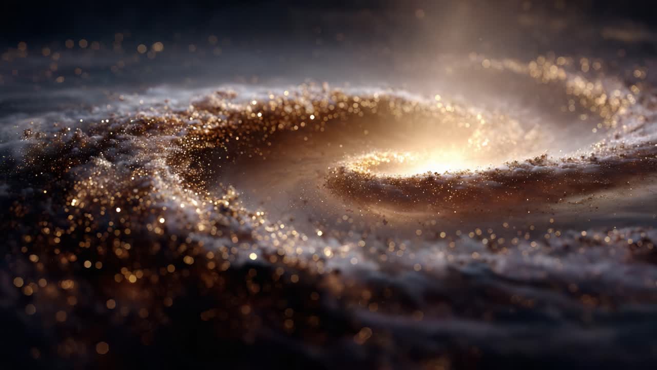 A Majestic Cosmic Spiral: Glowing Dust and Stars in a Celestial Galaxy, Capturing the Awe of the Universe's Vastness and Beauty