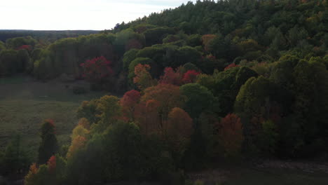 Beautiful-fall-autumn-leaves-colorful-mountain-vista-aerial-in-new-england-USA