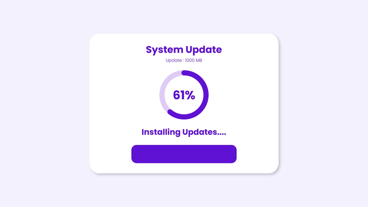 System update window with circle progress bar animation isolated on white background
