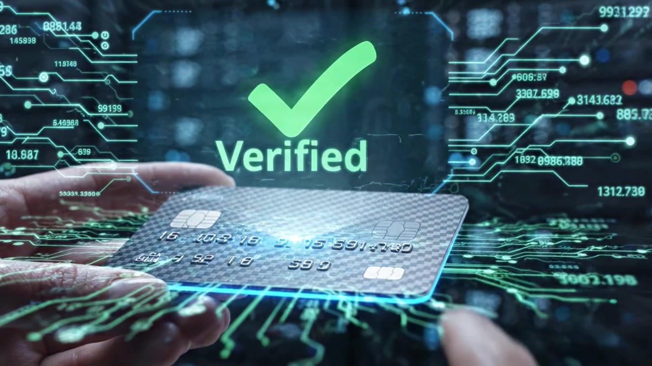 A Close-Up Perspective on a Modern Payment Card with Security Features, Highlighting Advanced Technology and Digital Protection Against Cyber Threats