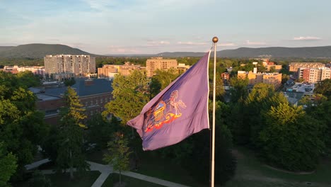 Pennsylvania-flag-slow-motion-aerial-orbit