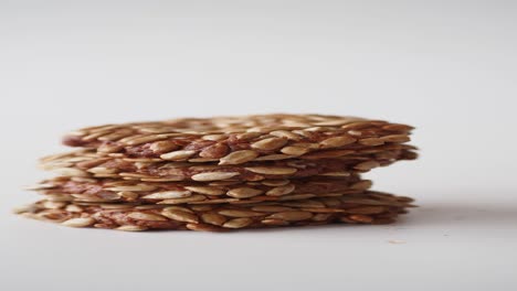 close-up of a stack of homemade sunflower seed cookies