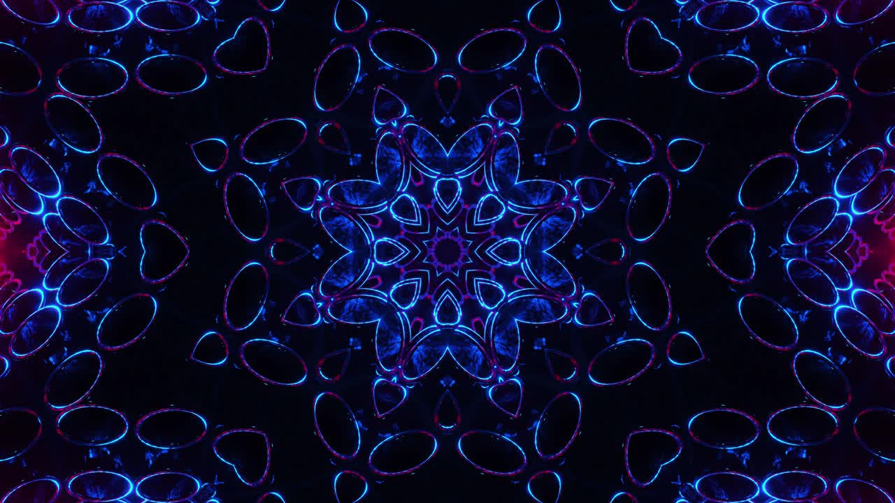 diseño de animación colorido con fondo rojo. ciclo de kaleidoscopio vj