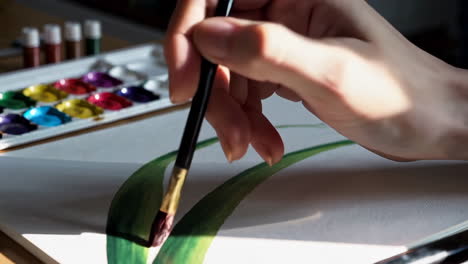 Watercolor painting of leaves
