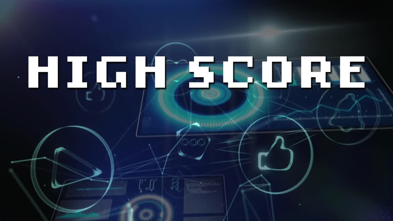 Animation of high score text over icons and data processing