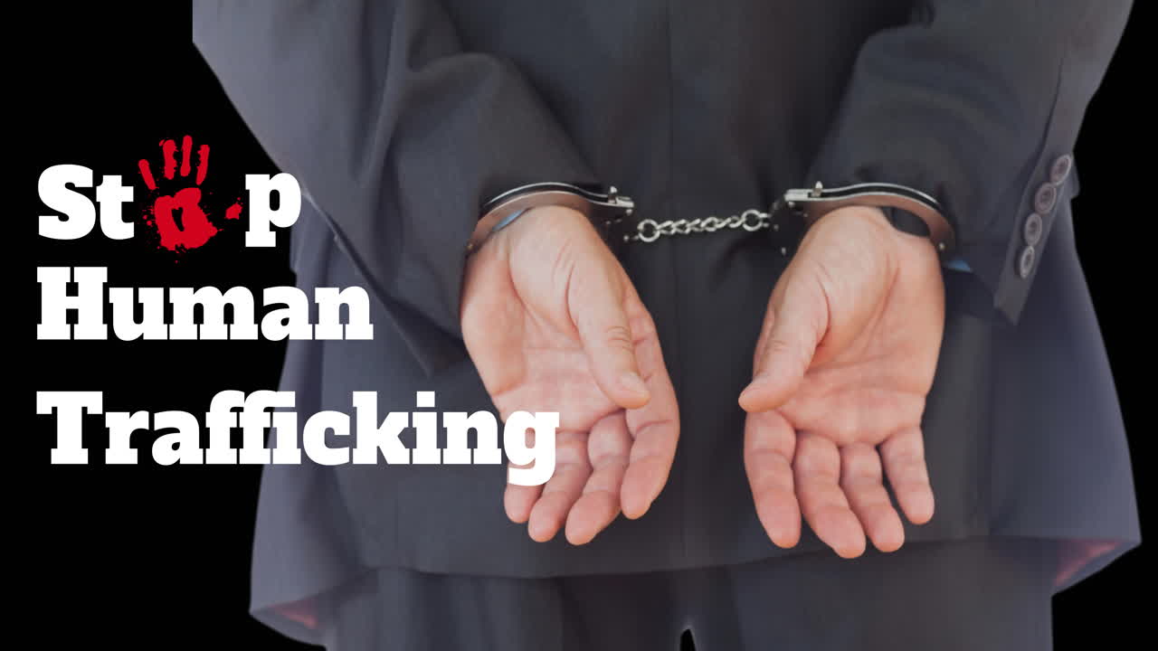 손 ⁇ 을  ⁇ 은 백인 남성에 대한 인신매매 중단 텍스트의 애니메이션