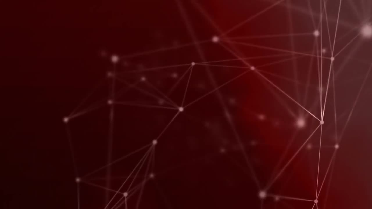 animación de una red de conexiones flotando contra un fondo rojo.