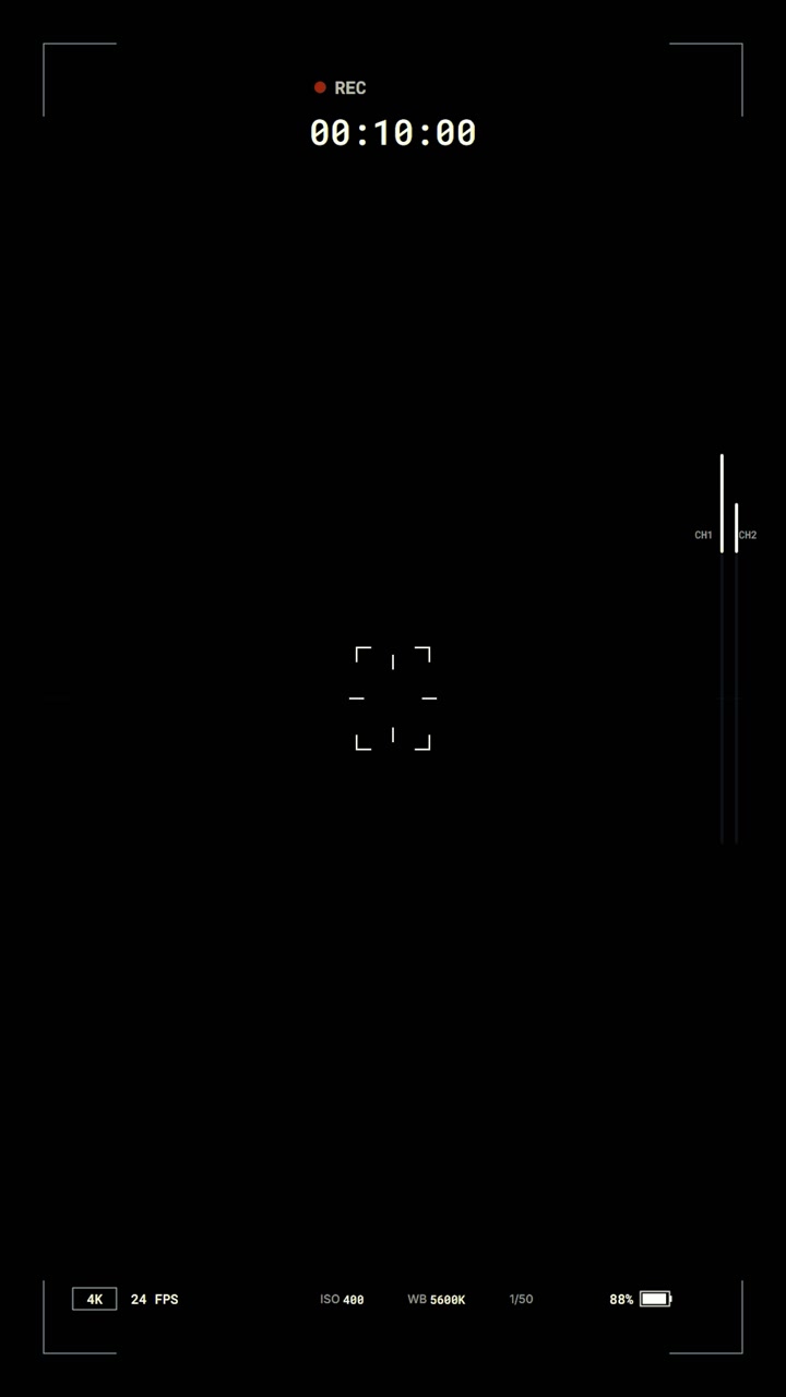Digital Camera Recording Interface Overlay on Black Background