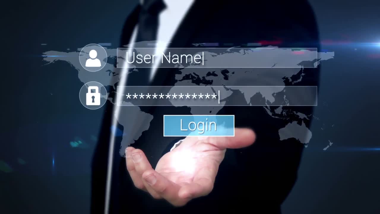 홀로그램 을 제시 하는 사업가