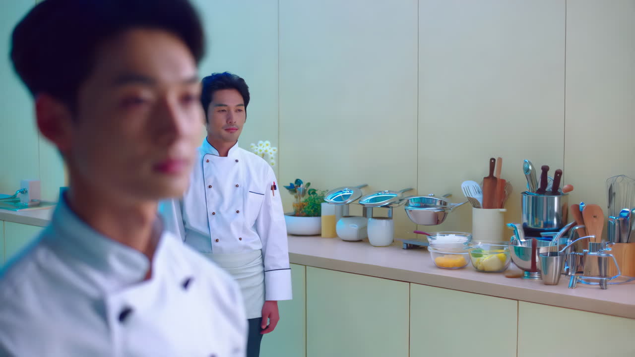 Two Chefs in a Modern Kitchen Setting