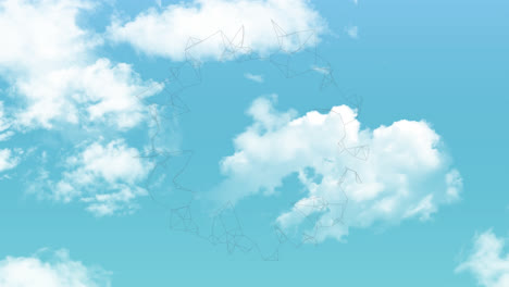 Animation-Einer-Rotierenden-Digitalen-Form-über-Wolken-Und-Himmel