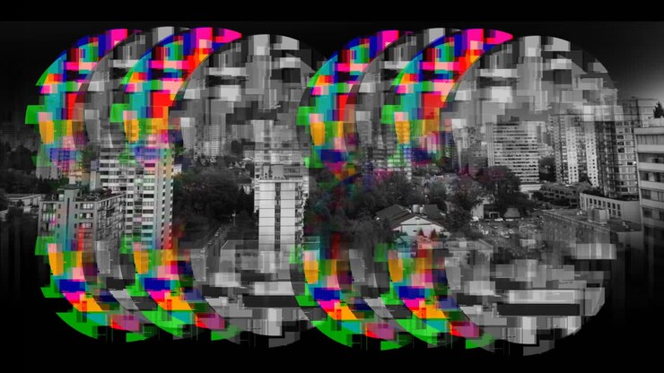 Static and a view of the city