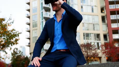 businessman using virtual reality headset