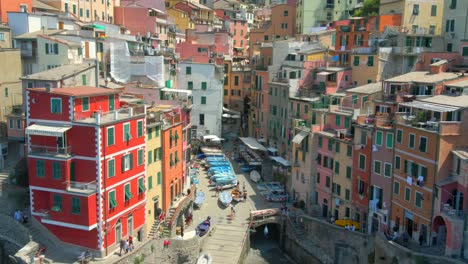 Aerial-4K-footage-of-Riomaggiore,-Cinque-Terre-in-Italy