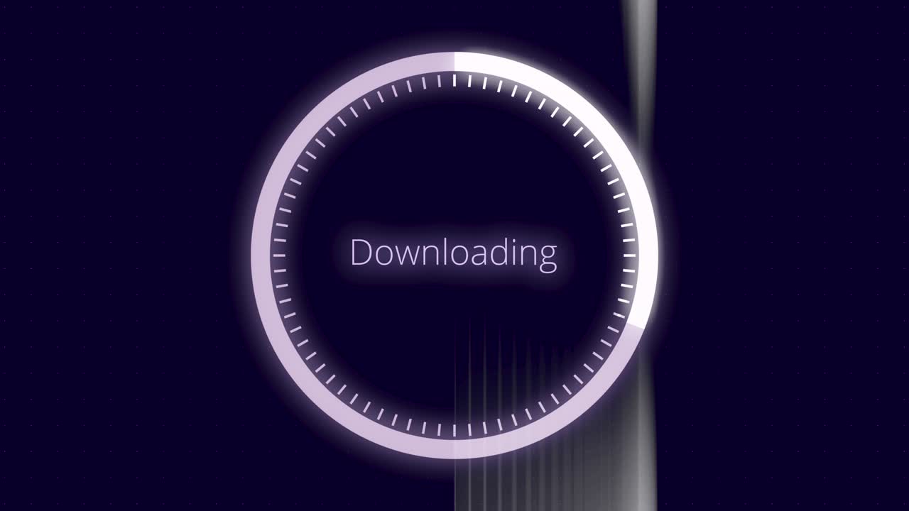 círculo blanco de carga abstracto con una amplia franja plateada en fondo negro, bucle sin costuras. animación. anillo de descarga de neón, concepto de software de computadora