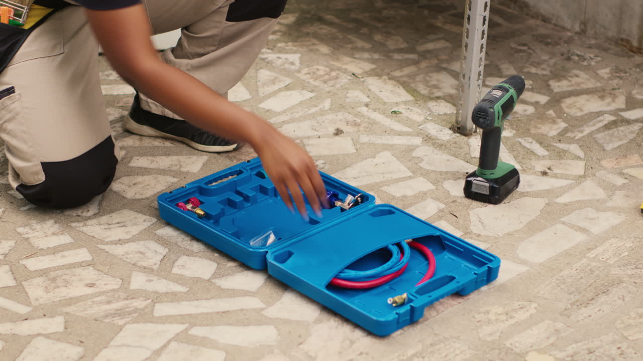 equipo de herramientas de desempaque de mecánico de hvac